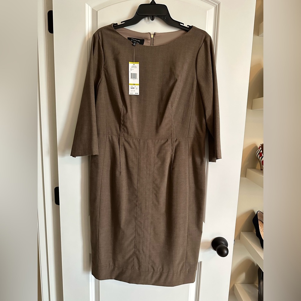Jones New York Career Fitted Sheath Dress with back zipper, Whiskey, 14, NWT